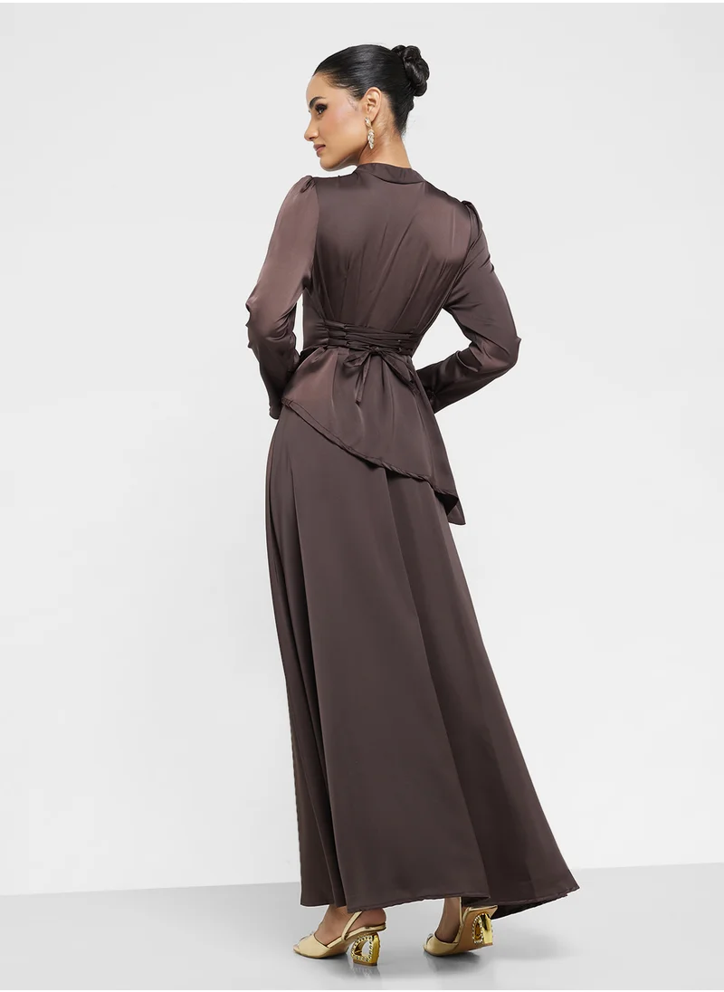 Khizana Asymmetrical Top With Skirt Set