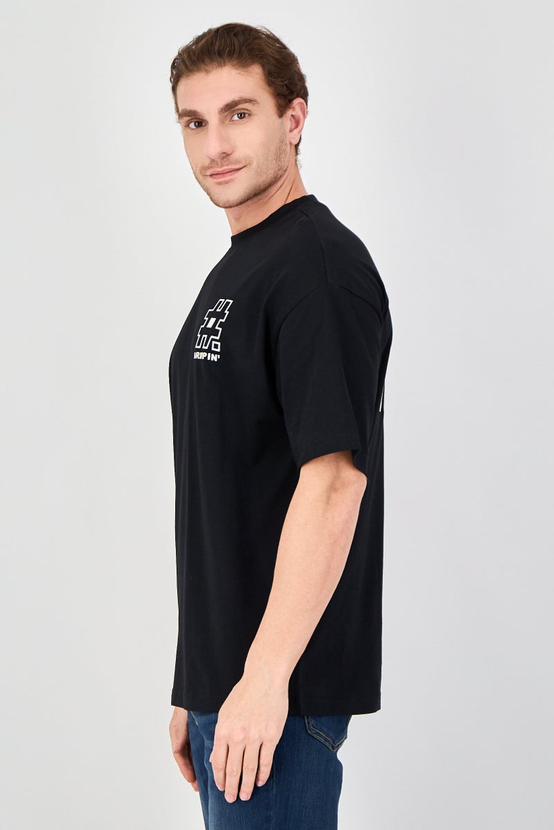 Ketch Men Crew Neck Short Sleeve Graphic Print T-Shirt, Black - Image 2