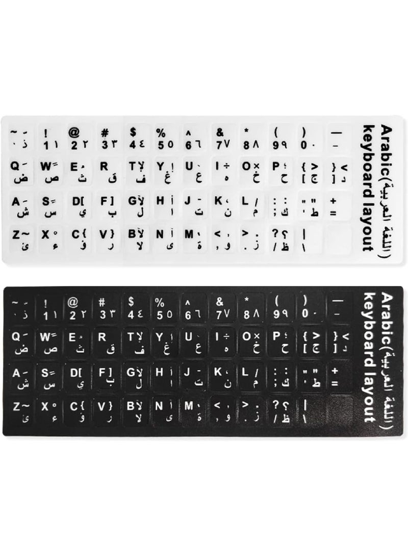 Captaintech Arabic-English Keyboard Stickers – Matte Black with White Lettering for Laptop, Desktop & Notebook | Durable Replacement Alphabet Labels - Image 1