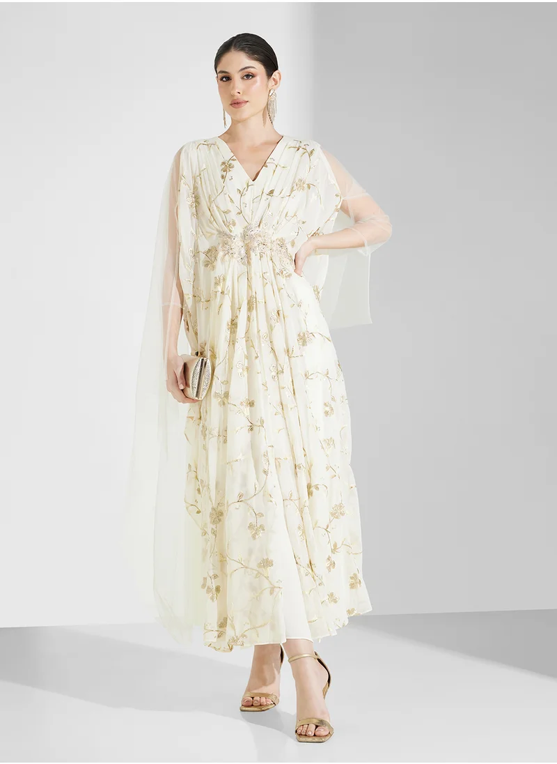 Fashion Trends by Suzy Matar Elegant Printed Floral Long Dress