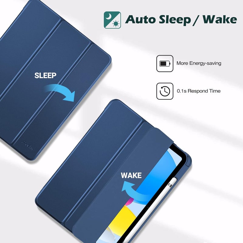 Procases For Ipad A16 11Th Generation 11 Inch 2025/10Th Generation 10.9 Inch 2022 Case With Pencil Holder, Hybrid Ipad 11 10 Case With Clear Back, Supports Auto Wake/Sleep -Navy - Image 5