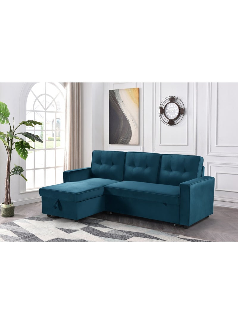 MAF furniture MAF L-Shaped Diwan Sofa Bed, Convertible, Storage Space, Stain Resistant Fabric, Living Room Furniture, MAF-S-2167 Blue  - Image 1