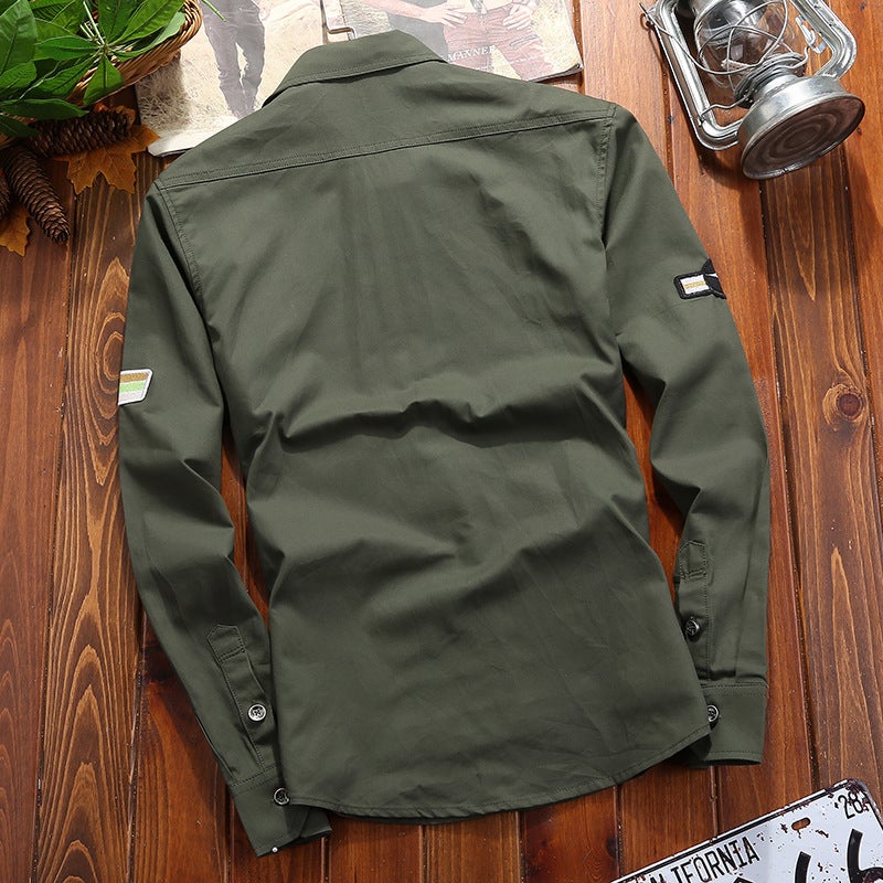 autumn men's long sleeve shirt men's slim military wind cotton shirt trend men's - Image 4