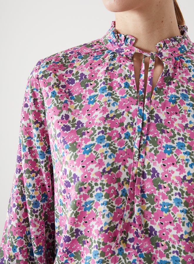 LC WAIKIKI Tie Neck Floral Long Sleeve Women's Blouse - Image 3