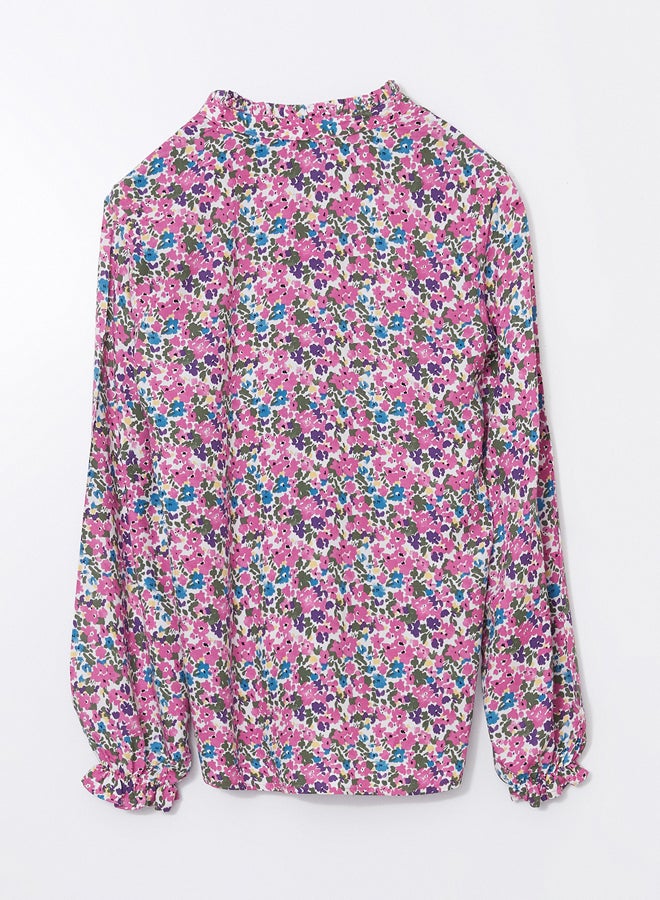 LC WAIKIKI Tie Neck Floral Long Sleeve Women's Blouse - Image 4