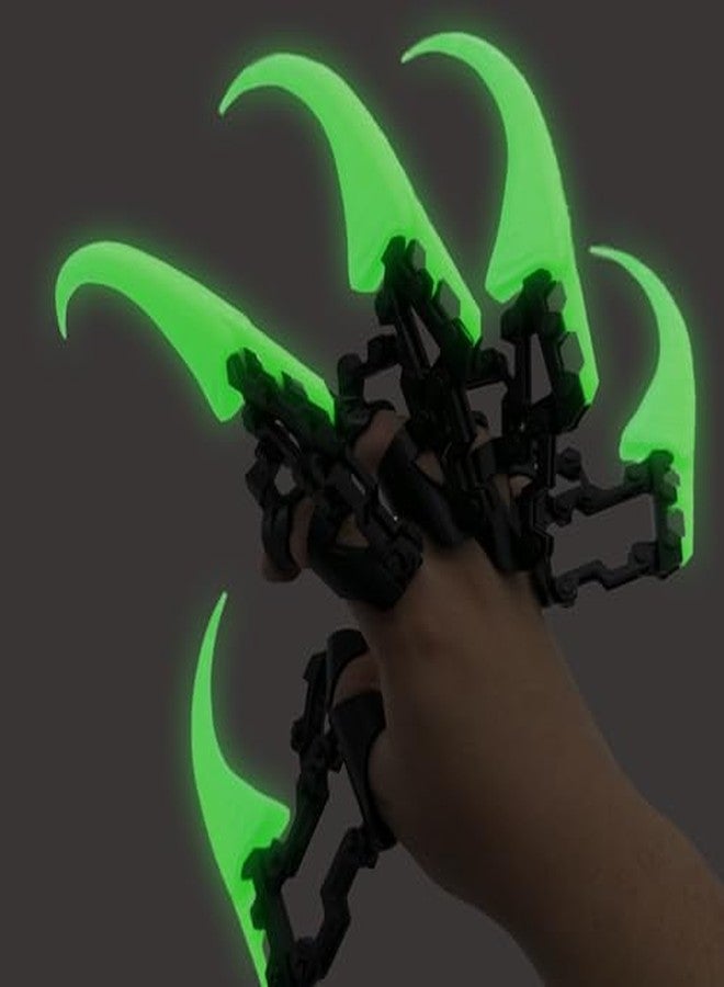 enttgo زينة مخلب الهالوين المطبوعة ثلاثية الأبعاد من enttgo، لعبة متحركة بخمسة أصابع، مناسبة لحفلات الهالوين، معدات تنكرية (تتوهج في الليل - أخضر) - Image 1