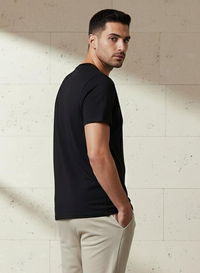 Iconic Men Slim Fit Round Neck Short Sleeve Slogan Print T-shirt - Image 3