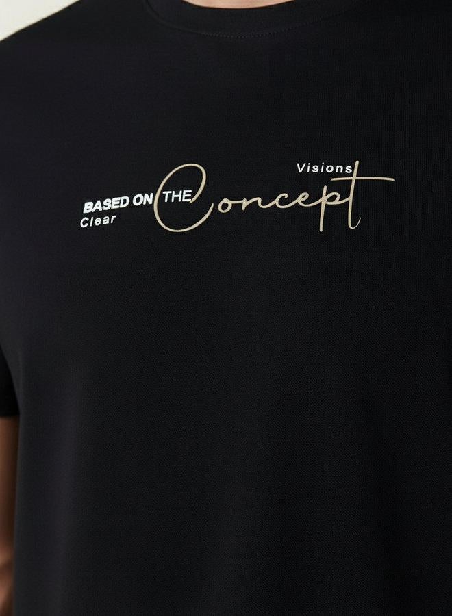 Iconic Men Slim Fit Round Neck Short Sleeve Slogan Print T shirt - Image 4