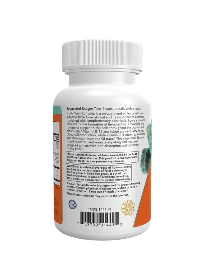 now Supplements, Iron Complex Caps, Non-Constipating*, Essential Mineral, 100 Veg Capsules - Image 3