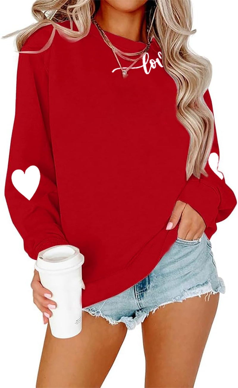 YALUCOR Valentines Day Sweatshirts for Women Valentine Sweatshirt Love Heart Graphic Pullover Tops Casual Tops - Image 1