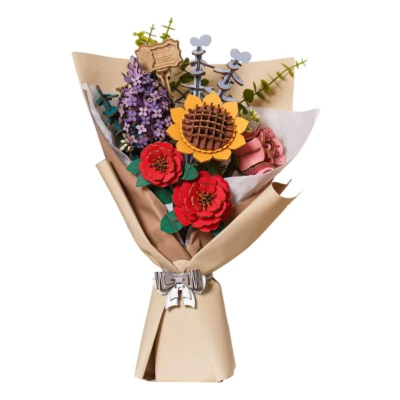 رولايف أحجية ثلاثية الأبعاد Rolife Wooden Flower Bouquet 3D Wooden Puzzle Wood Crafts Kits for Adults Home Decor, TW041 - Image 2