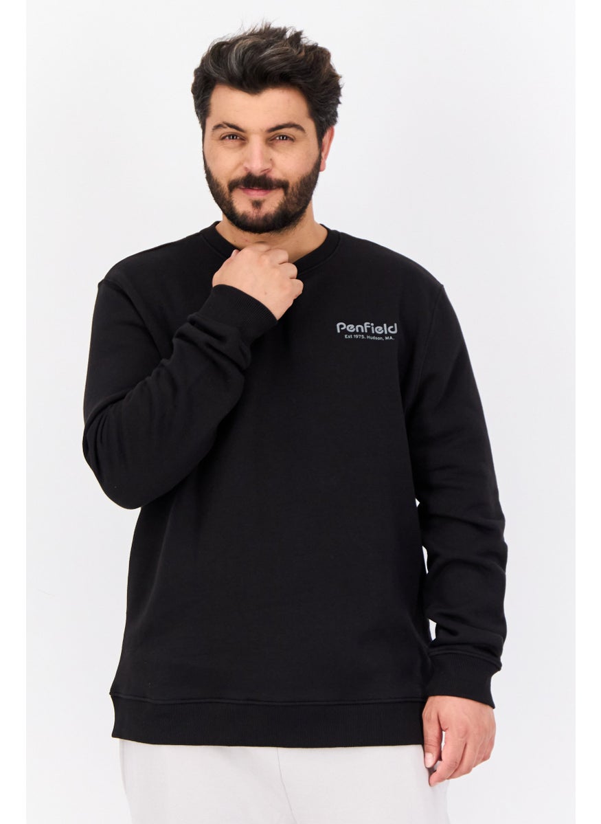 Penfield Men Crew Neck Brand Logo Long Sleeves Sweatshirt, Black  - Image 1