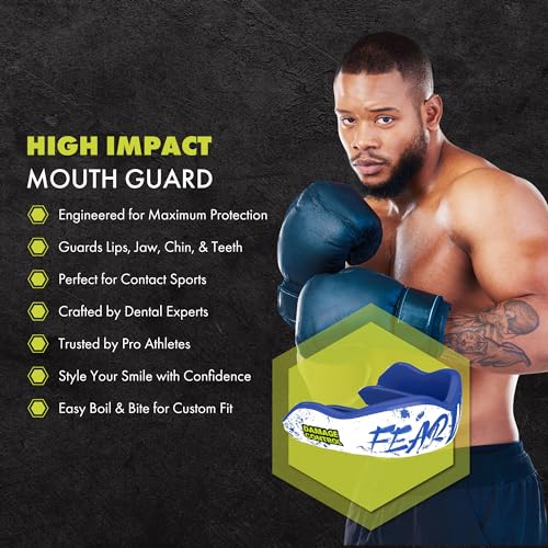 DAMAGE CONTROL High-Impact Mouth Guard – Sports Mouthguard for Boxing, Football, Hockey, Lacrosse & Basketball, Protects Teeth & Jaw, Protective Mouthpiece for Adults & Youth (Adult, Fear None) - Image 2