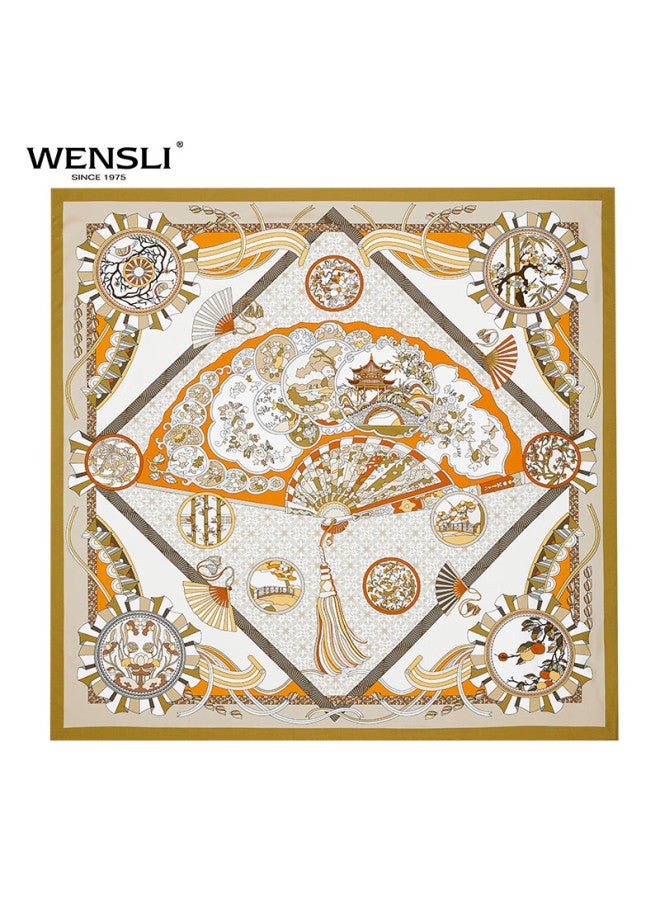 Wanshili Silk Scarf Women's Silk Shawl For Mother-in-law And Mother, Holiday Gift Box, Four Seasons Scenery - Image 1
