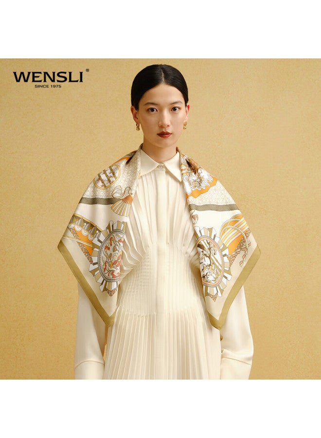 Wanshili Silk Scarf Women's Silk Shawl For Mother-in-law And Mother, Holiday Gift Box, Four Seasons Scenery - Image 2