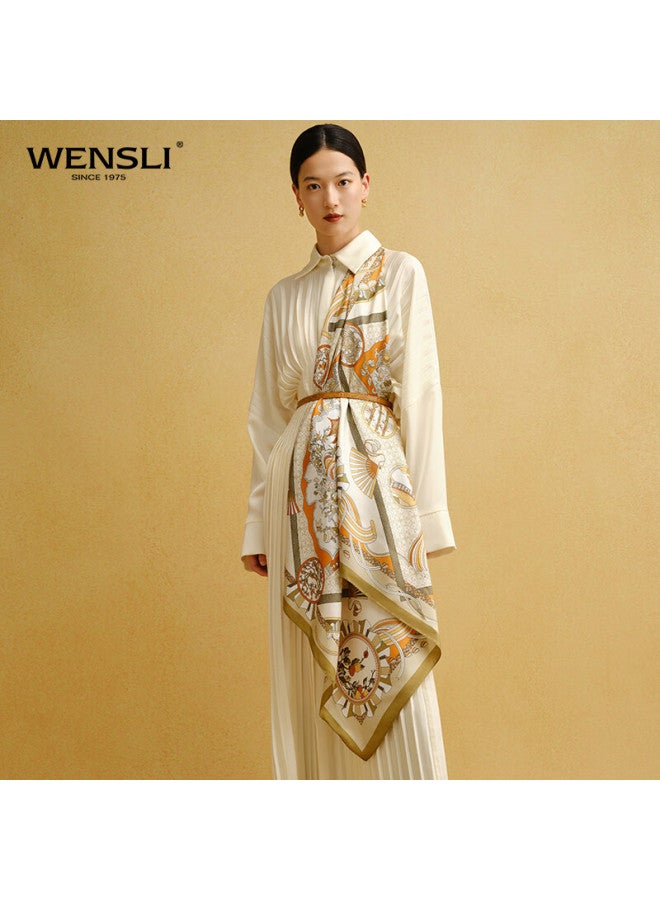 Wanshili Silk Scarf Women's Silk Shawl For Mother-in-law And Mother, Holiday Gift Box, Four Seasons Scenery - Image 3