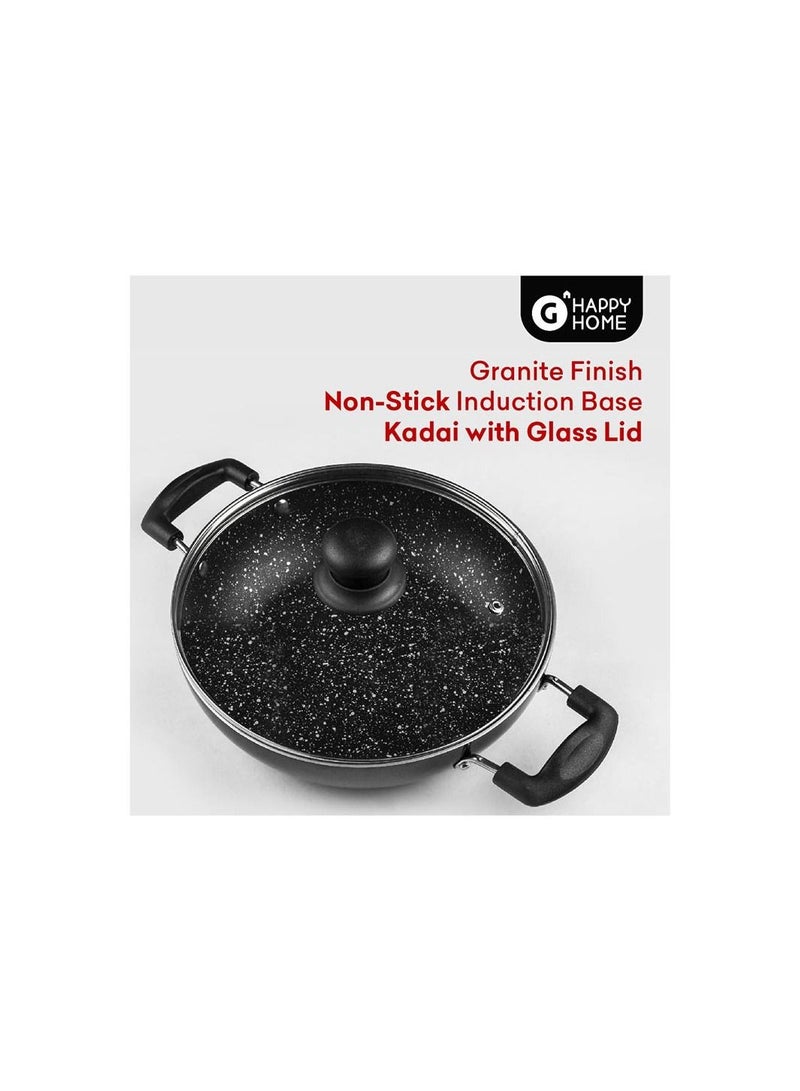 Happy Home G Happy Home Kadhai 24cm Non Stick with lid with Induction base - Image 2
