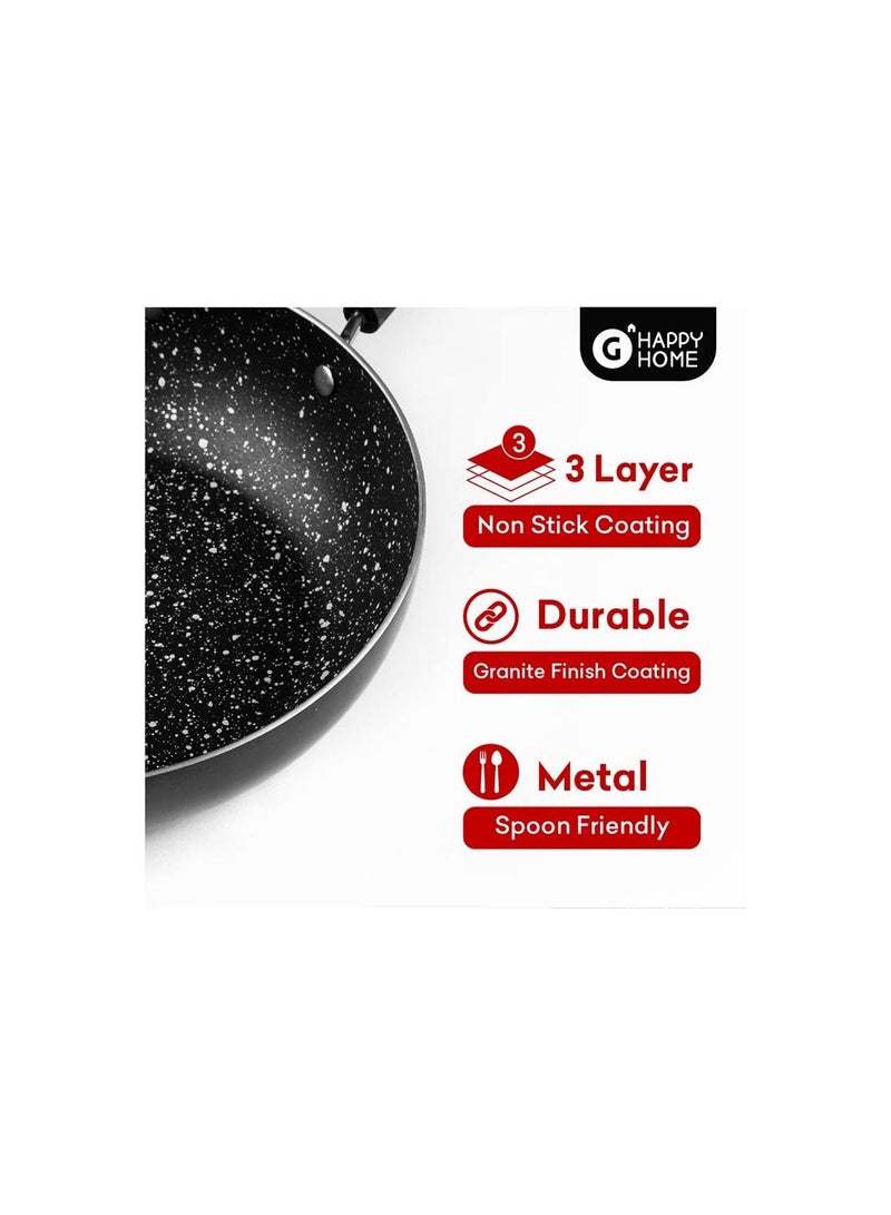 Happy Home G Happy Home Kadhai 24cm Non Stick with lid with Induction base - Image 5