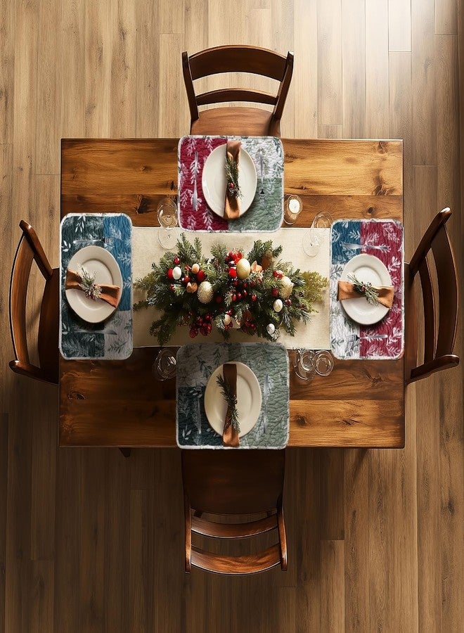 ART Pinecone Patchwork Floral Placemats Set of 4 - Handmade Cotton Table Mats, 13x19 Inches, Vintage Botanical Design for Farmhouse, Rustic Dining Table Decor (4, Patchwork Floral Original) - Image 2
