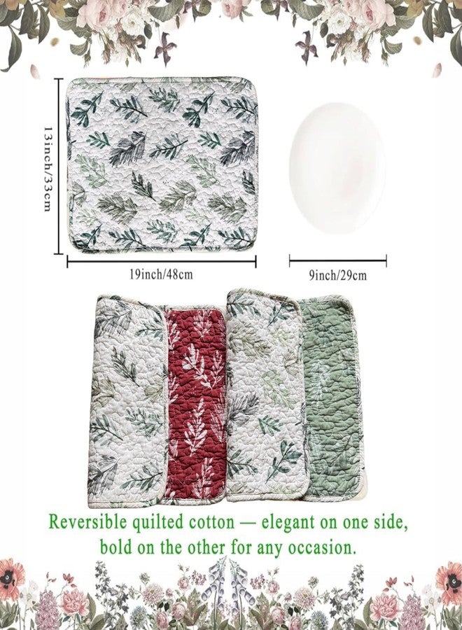 ART Pinecone Patchwork Floral Placemats Set of 4 - Handmade Cotton Table Mats, 13x19 Inches, Vintage Botanical Design for Farmhouse, Rustic Dining Table Decor (4, Patchwork Floral Original) - Image 5