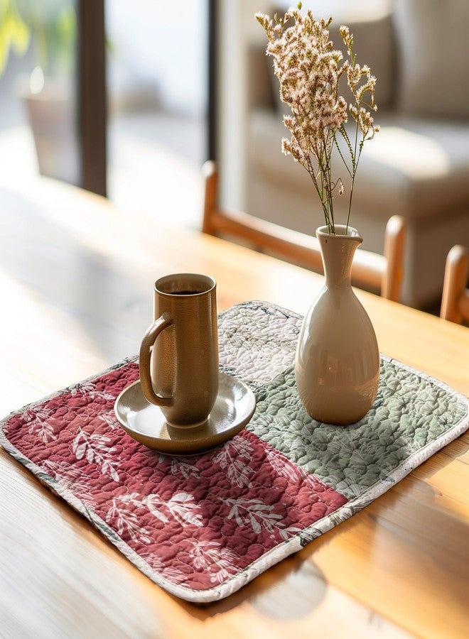 ART Pinecone Patchwork Floral Placemats Set of 4 - Handmade Cotton Table Mats, 13x19 Inches, Vintage Botanical Design for Farmhouse, Rustic Dining Table Decor (4, Patchwork Floral Original) - Image 4
