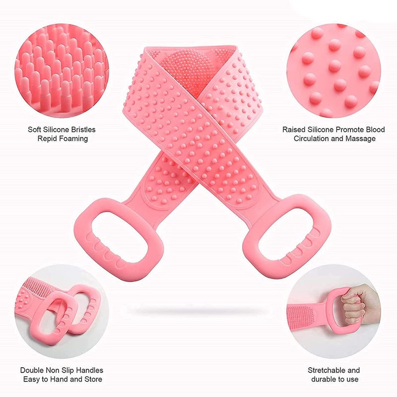 Avenn Avenn Silicone Body Back Scrubber Double Side Bathing Brush for Skin Deep Cleaning Massage Dead Skin Removal Exfoliating Belt for Shower Easy to Clean Lathers Well for Men Women Multicolor 2 - Image 2
