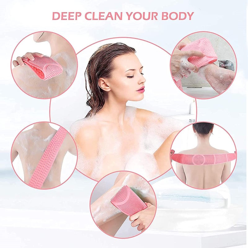 Avenn Avenn Silicone Body Back Scrubber Double Side Bathing Brush for Skin Deep Cleaning Massage Dead Skin Removal Exfoliating Belt for Shower Easy to Clean Lathers Well for Men Women Multicolor 2 - Image 5