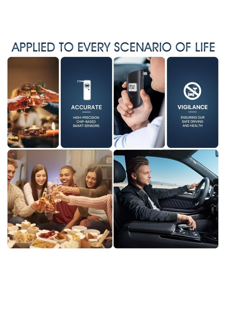 Excefore Portable Breathalyzer, Digital LCD Screen Breathalyzer, Breath Analyzer Tester with LED Light, High Accuracy and Fast Results Detector, Black - Image 3