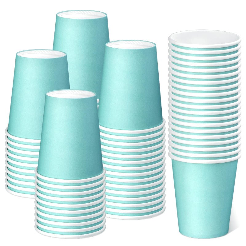 BALDCC 75 Pack 8 oz Disposable Paper Cups Hot Coffee Cup Paper Coffee Cup for Office and Kitchen Use Beverage Cups for Party Outdoor Campings Friends Gathering and DIY Use Blue
