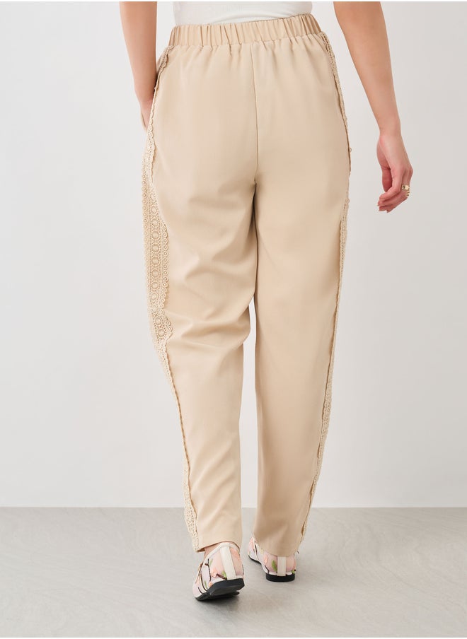 Take Two Beige Side Lace Detail Wide Leg Pants  - Image 4