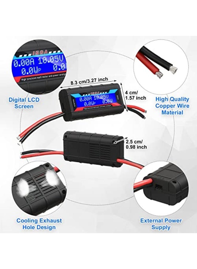 Generic TERRIFI Current Analyzer, 2pcs 150A High Precision Meter Power Analyzer Battery Consumption Performance Amp Meter Power Monitor with Backlight Digital Lcd Screen for Tester Circuit  - Image 3