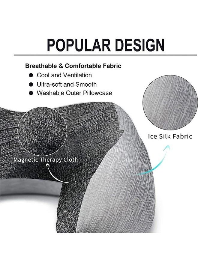 Arabest Travel Pillow 100% Memory Foam Pillow, Neck Pillow for Airplane, Neck & Head Support Pillow for Sleeping Rest & Car, Travel Pillows Kit with Storage Bag, Sleep Mask and Earplugs （Grey）  - Image 3