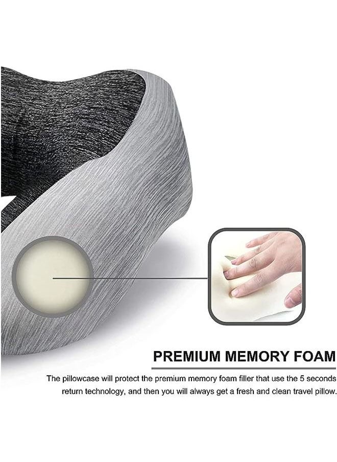 Arabest Travel Pillow 100% Memory Foam Pillow, Neck Pillow for Airplane, Neck & Head Support Pillow for Sleeping Rest & Car, Travel Pillows Kit with Storage Bag, Sleep Mask and Earplugs （Grey）  - Image 4