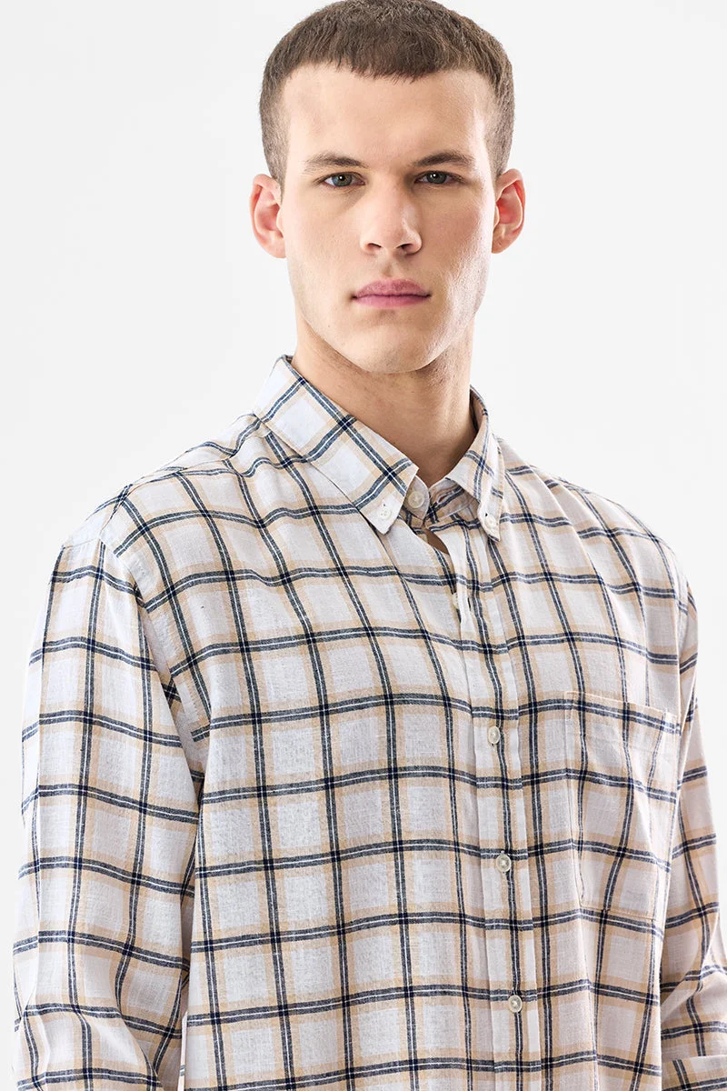 سنيتش White Checkered Long Sleeve Regular Fit Shirt