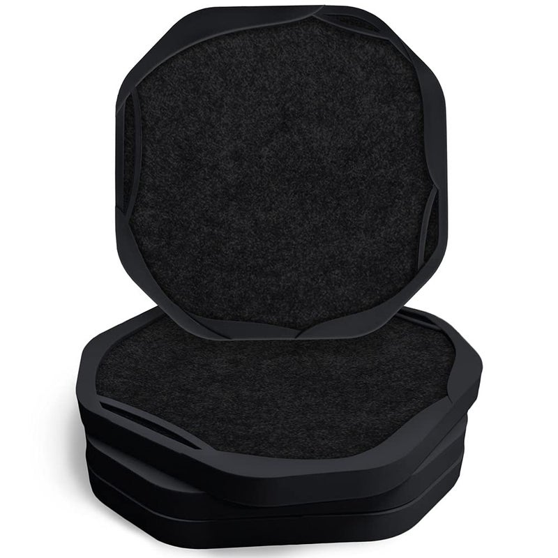 UMIRRO Black Coasters for Drinks for Tabletop Protection with Super Absorbent Felt Pad Cool Cup mats for Wooden Coffee Table Unique Modern Cup Coasters for Farmhouse Bar OfficeHome Set of 4