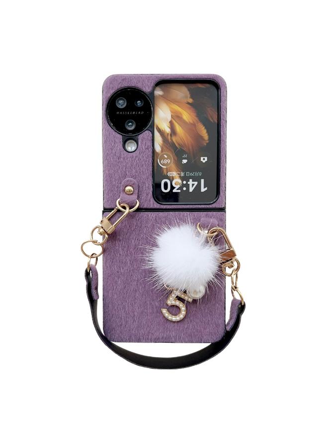 S-TOP Case For OPPO Find N3 Flip Plush PC Phone Case with Lanyard - Image 1