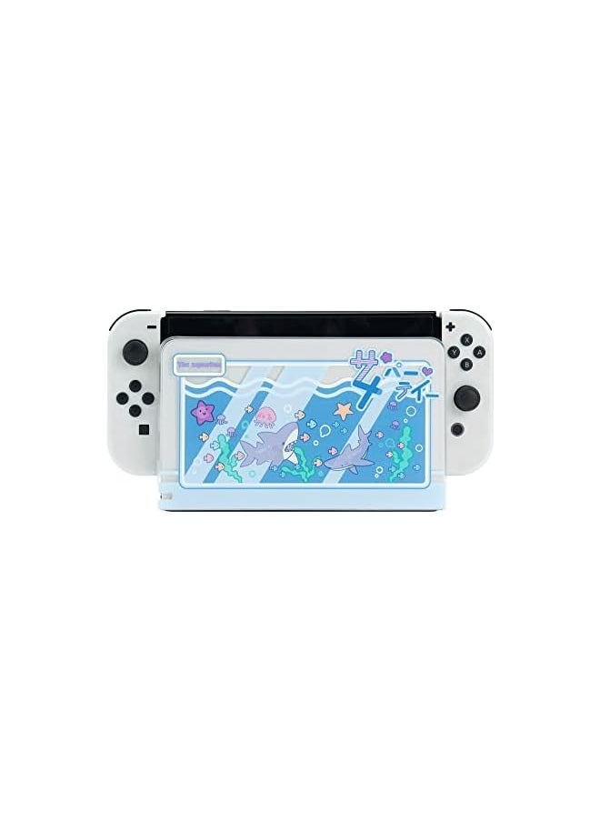 PROMASS - Anti Scratch Switch OLED Dock Cover- Hard Faceplate Sleeve Pad for Switch OLED Dock- DIY Replacement Shell Compatible with Nintendo Switch OLED Dock (Shark Party) - Image 1
