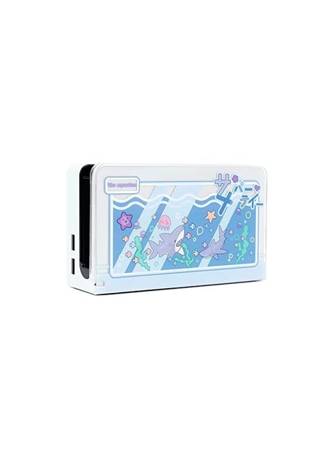 Anti Scratch Switch OLED Dock Cover- Hard Faceplate Sleeve Pad for Switch OLED Dock- DIY Replacement Shell Compatible with Nintendo Switch OLED Dock (Shark Party)