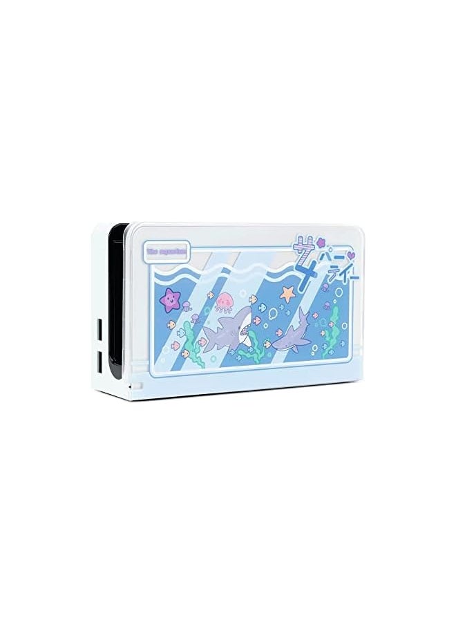 PROMASS - Anti Scratch Switch OLED Dock Cover- Hard Faceplate Sleeve Pad for Switch OLED Dock- DIY Replacement Shell Compatible with Nintendo Switch OLED Dock (Shark Party) - Image 1