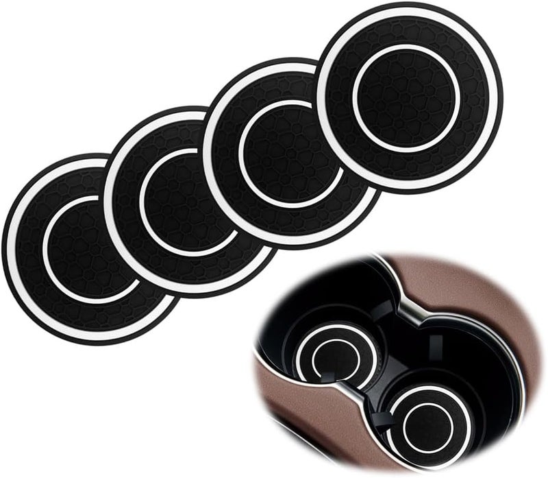 4 PCS Car Cup Holder Coaster, Non-Slip 2.75 Inch Diameter, Auto Drink Mat, Dustproof Cup Holder Insert Coaster for Most Vehicles, Interior Decor Car Accessories (White) - Image 1