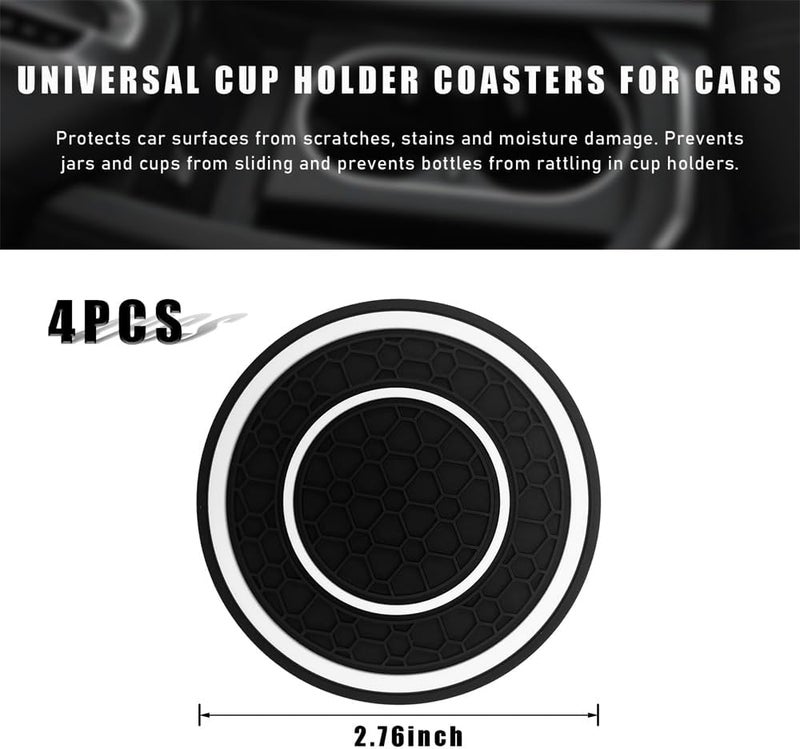 4 PCS Car Cup Holder Coaster, Non-Slip 2.75 Inch Diameter, Auto Drink Mat, Dustproof Cup Holder Insert Coaster for Most Vehicles, Interior Decor Car Accessories (White) - Image 3