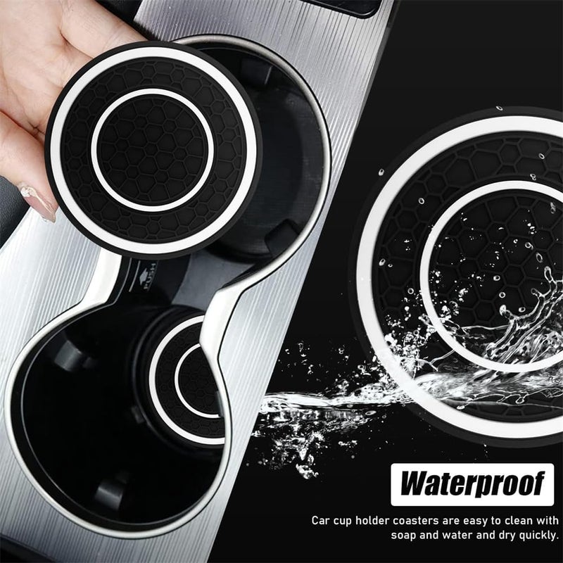 4 PCS Car Cup Holder Coaster, Non-Slip 2.75 Inch Diameter, Auto Drink Mat, Dustproof Cup Holder Insert Coaster for Most Vehicles, Interior Decor Car Accessories (White) - Image 2