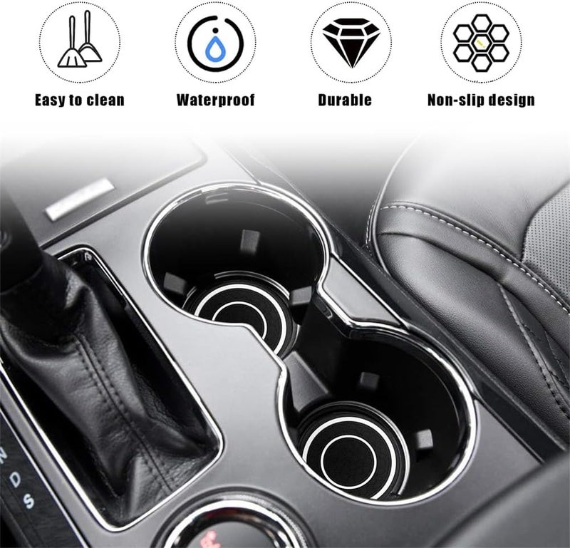 4 PCS Car Cup Holder Coaster, Non-Slip 2.75 Inch Diameter, Auto Drink Mat, Dustproof Cup Holder Insert Coaster for Most Vehicles, Interior Decor Car Accessories (White) - Image 5
