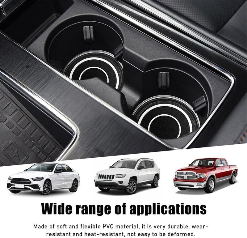 4 PCS Car Cup Holder Coaster, Non-Slip 2.75 Inch Diameter, Auto Drink Mat, Dustproof Cup Holder Insert Coaster for Most Vehicles, Interior Decor Car Accessories (White) - Image 4