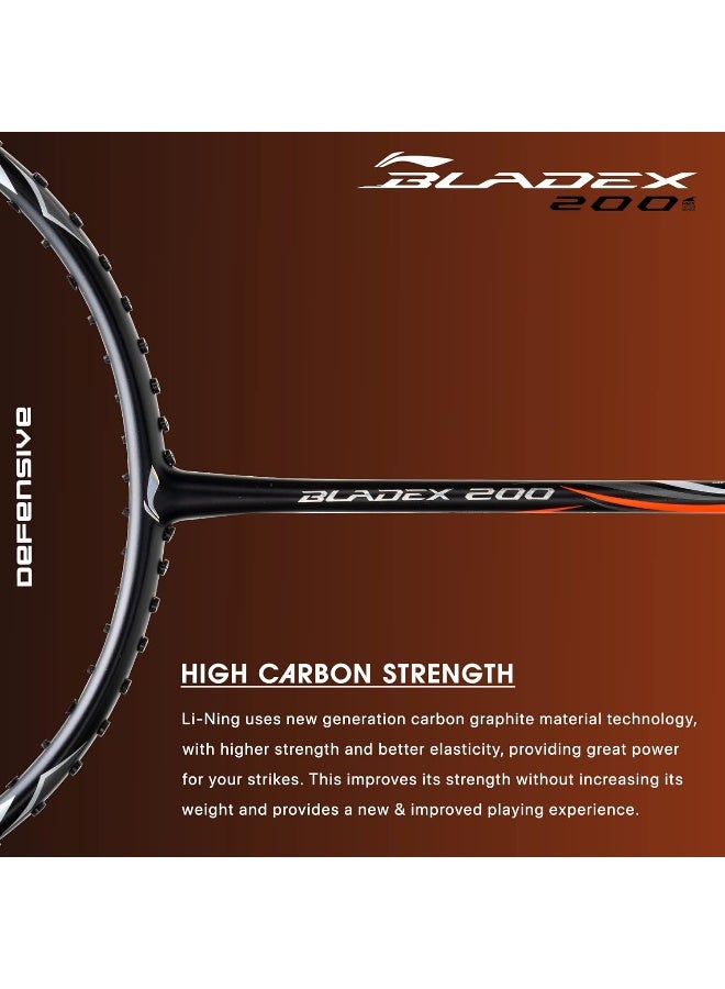 Li-Ning BladeX 200R Carbon Fibre Badminton Racket (Black/Orange) with Free Full Cover - Image 4