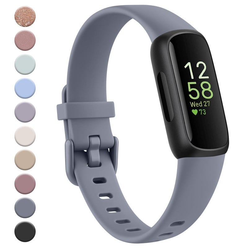 Meliya for Fitbit Inspire 3 Bands Women Men, Soft Silicone Adjustable Wristband Replacement Sport Straps Compatible with Fitbit Inspire 3 Fitness Tracker (Gray) - Image 1