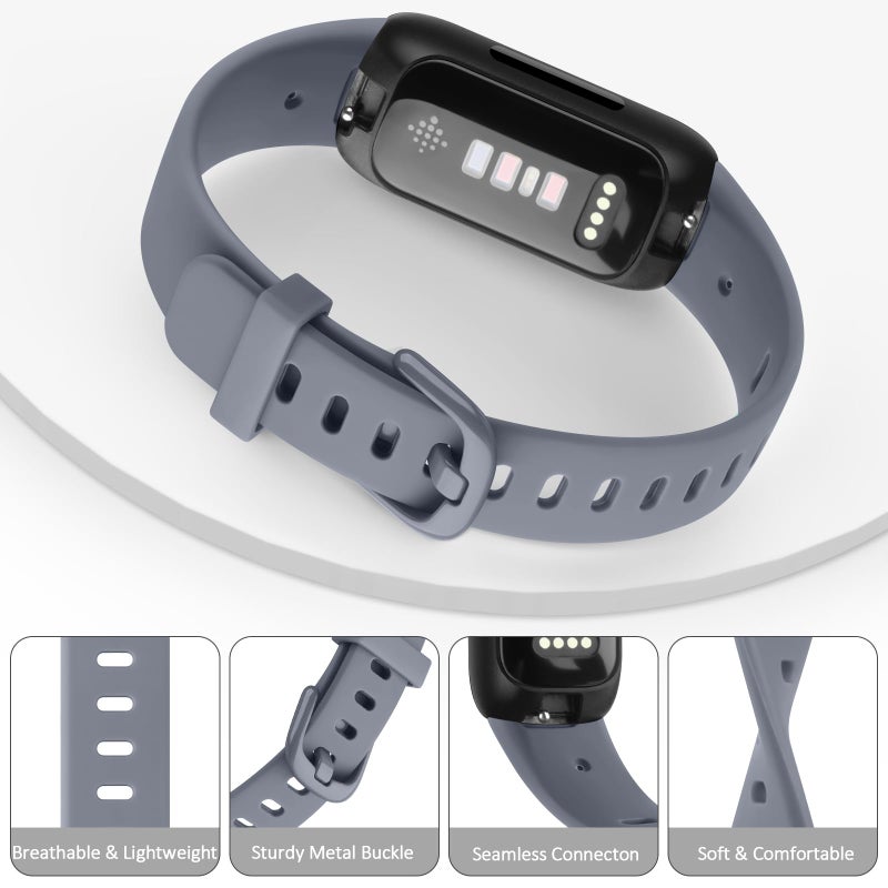 Meliya for Fitbit Inspire 3 Bands Women Men, Soft Silicone Adjustable Wristband Replacement Sport Straps Compatible with Fitbit Inspire 3 Fitness Tracker (Gray) - Image 4