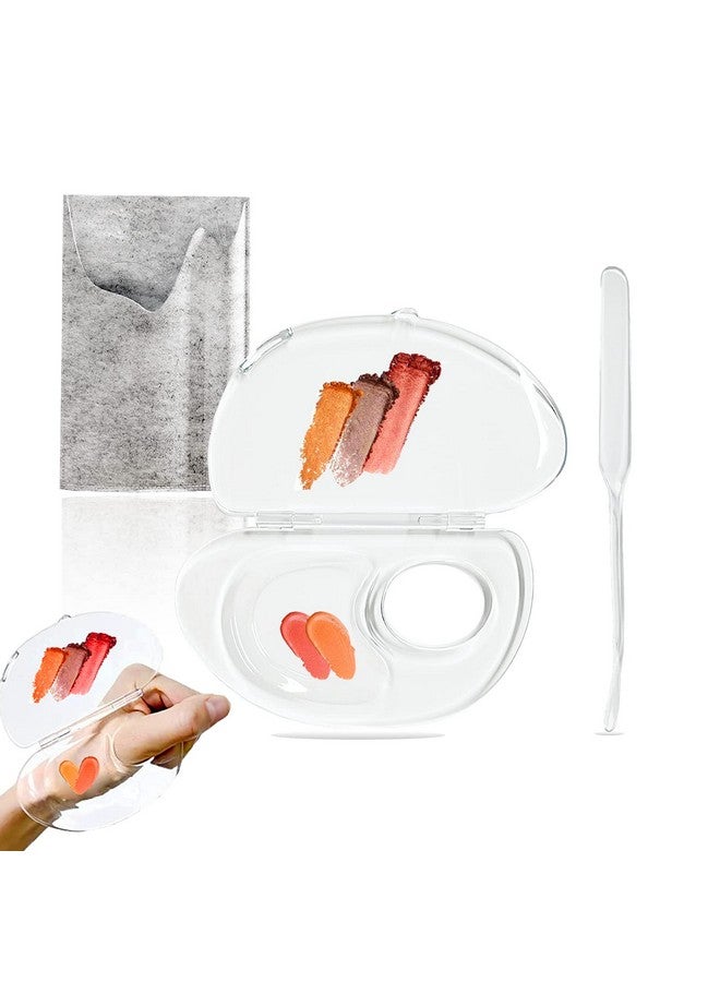Penugo 180 Degree Folding Acrylic Makeup Mixing Palette Plastic Foundation Makeup Facial Palette With Felt Bag Transparent Spatula Tool For Eyeshadow Liquid Foundation Cosmetic Pigment Mixing - Image 2