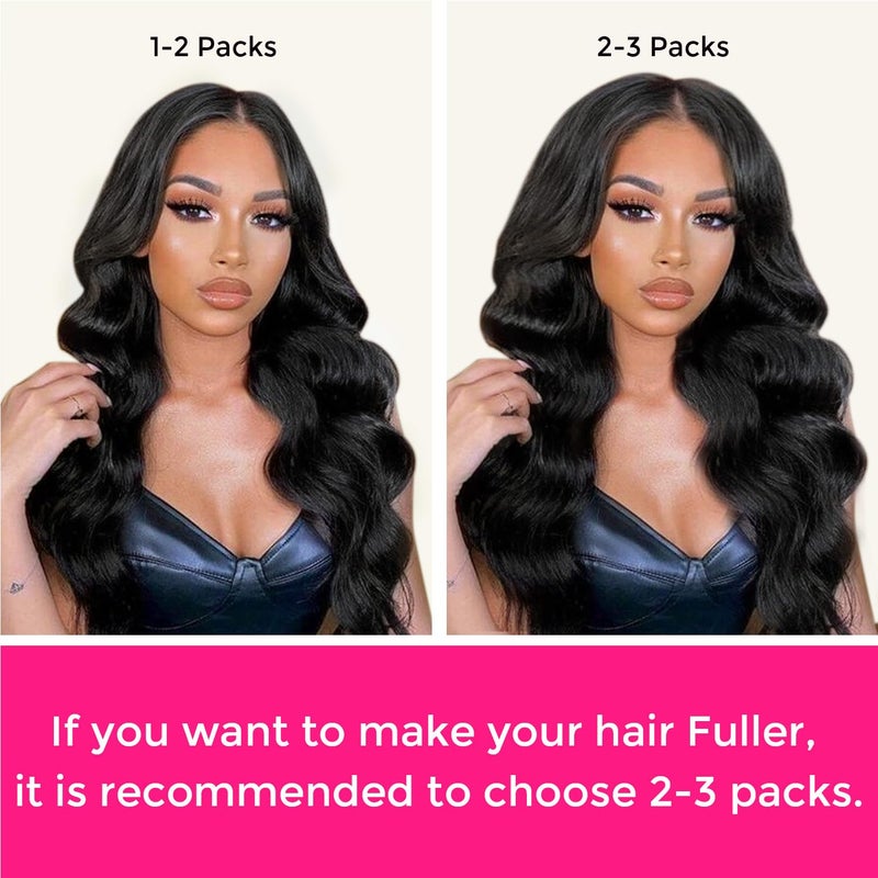 Lashey Seamless Clip in Hair Extensions Remy Human Hair Extensions, 110g 7pcs Body Wave Natural Black Clip in Hair Extensions 100% Real Soft Human Hair Natural Black Human Hair Extensions 14 Inch - Image 5