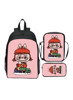Labubu Children Backpack Daypack Schoolbag Teen Boys Girls School Book bag with Lunch Box Pen Case 3 in 1